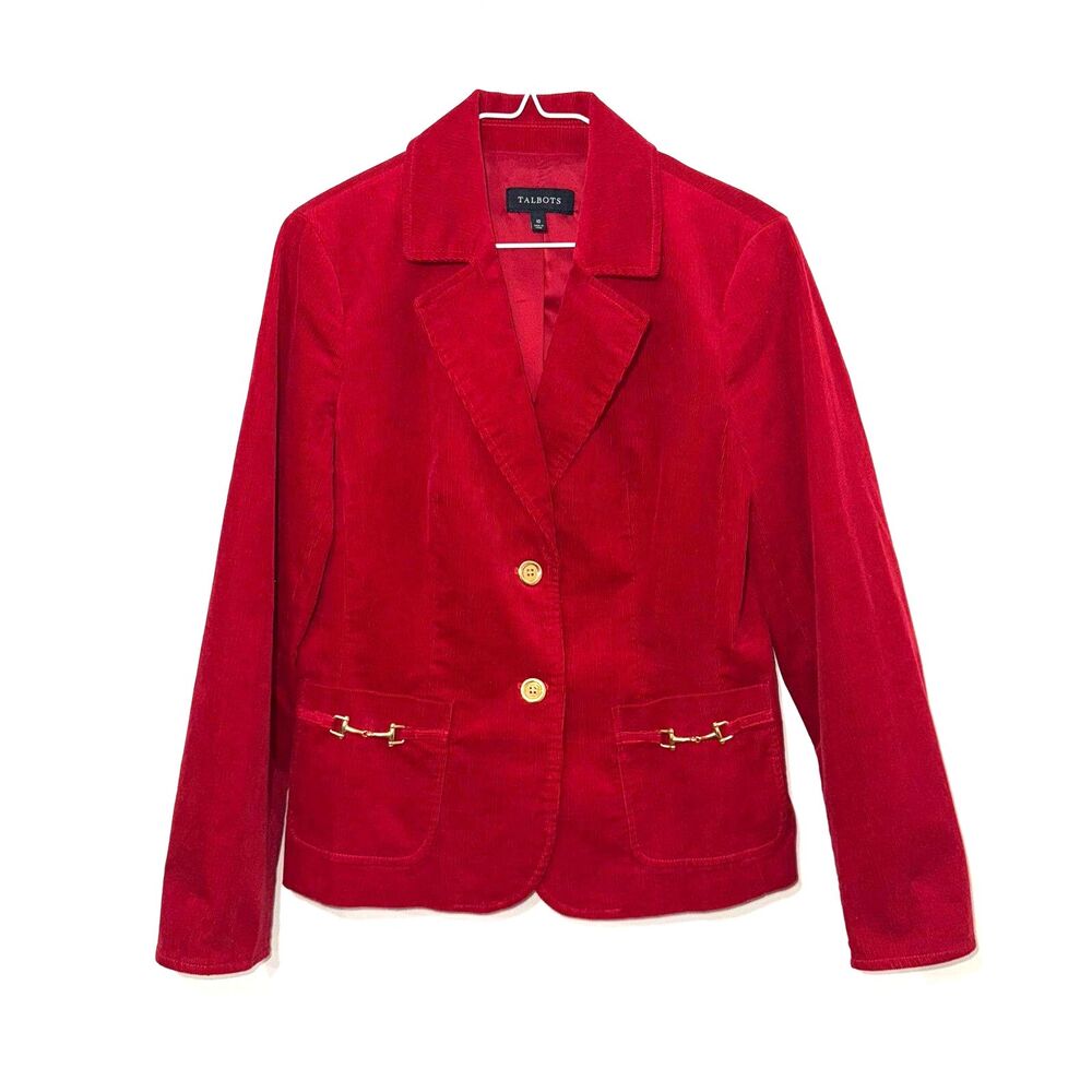 Talbots Corduroy Horse Bit Blazer - Red 10